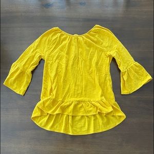 Girls Old Navy 3/4 sleeve High-Low Yellow Shirt